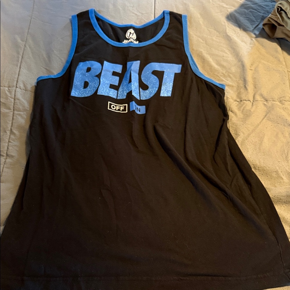 Unbranded Black Tank Top with Blue "BEAST" Graphic